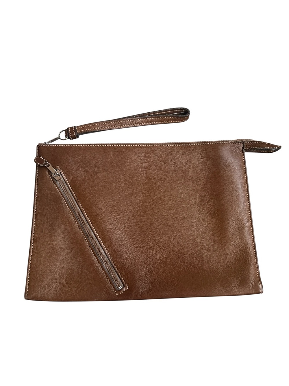 Gucci Vintage Brown Leather Wristlet Clutch Document Case Accessory Collection